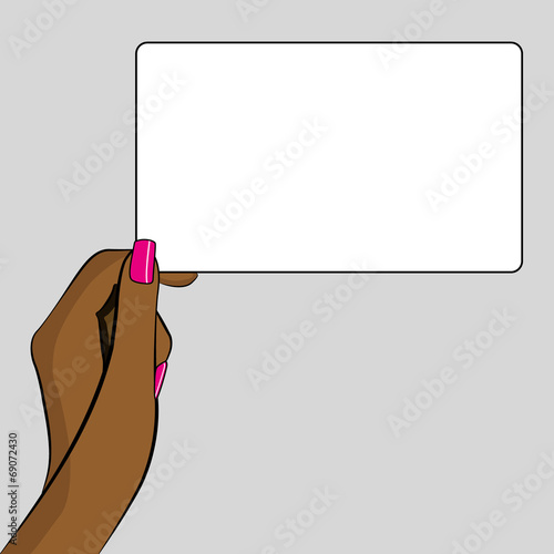 Illustration of Womans hand holding a business card