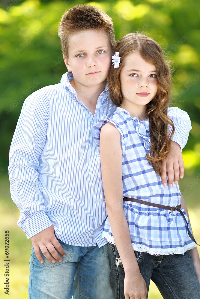 Portrait of a boy girl in a summer Portrait of a boy girl in a summer