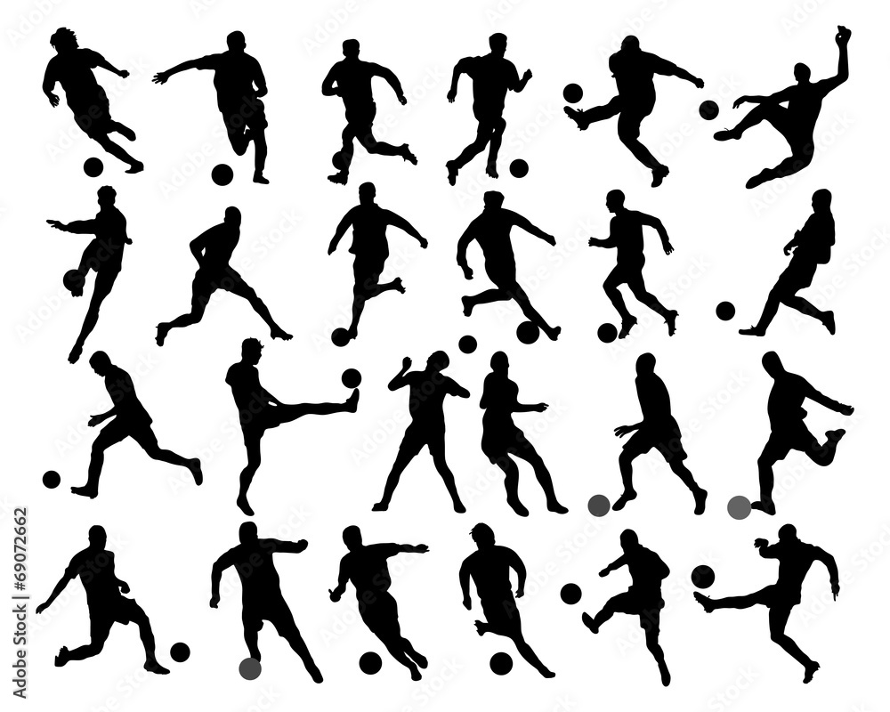 Black silhouettes  of football players, vector