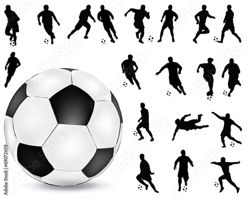 Black silhouettes  of football players 2, vector