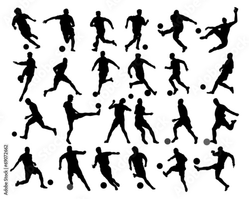 Black silhouettes of football players, vector