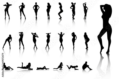 Illustration of Set of sexy women silhouettes