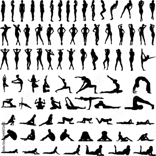 Illustration of Set of sexy women silhouettes