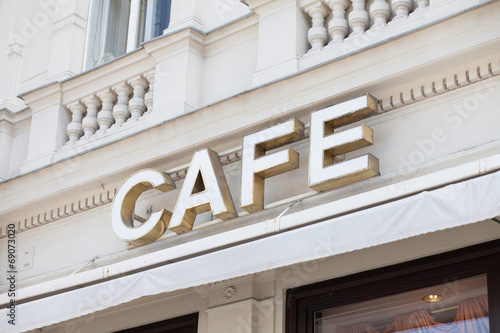 cafe sign on facade