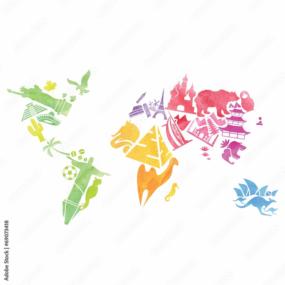 Obraz premium Watercolor vector map
