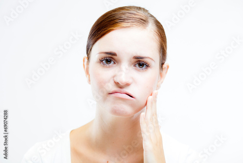 Woman with toothache, Feeling pain tooth