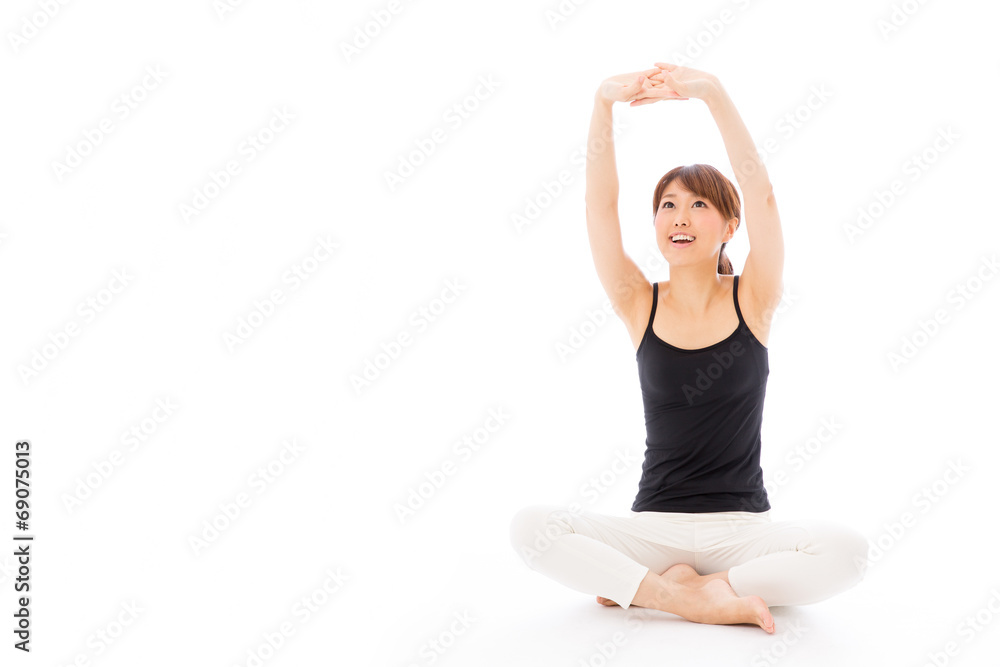 young asian woman exercise image on white background young asian woman exercise image on white background