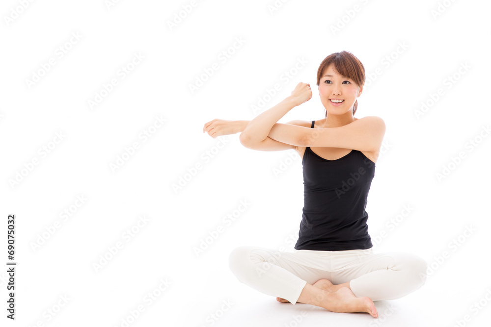 young asian woman exercise image on white background young asian woman exercise image on white background