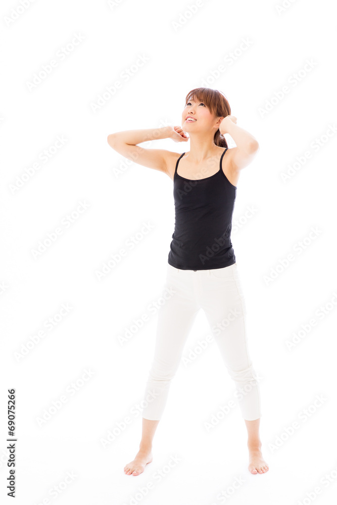 young asian woman exercise image on white background young asian woman exercise image on white background