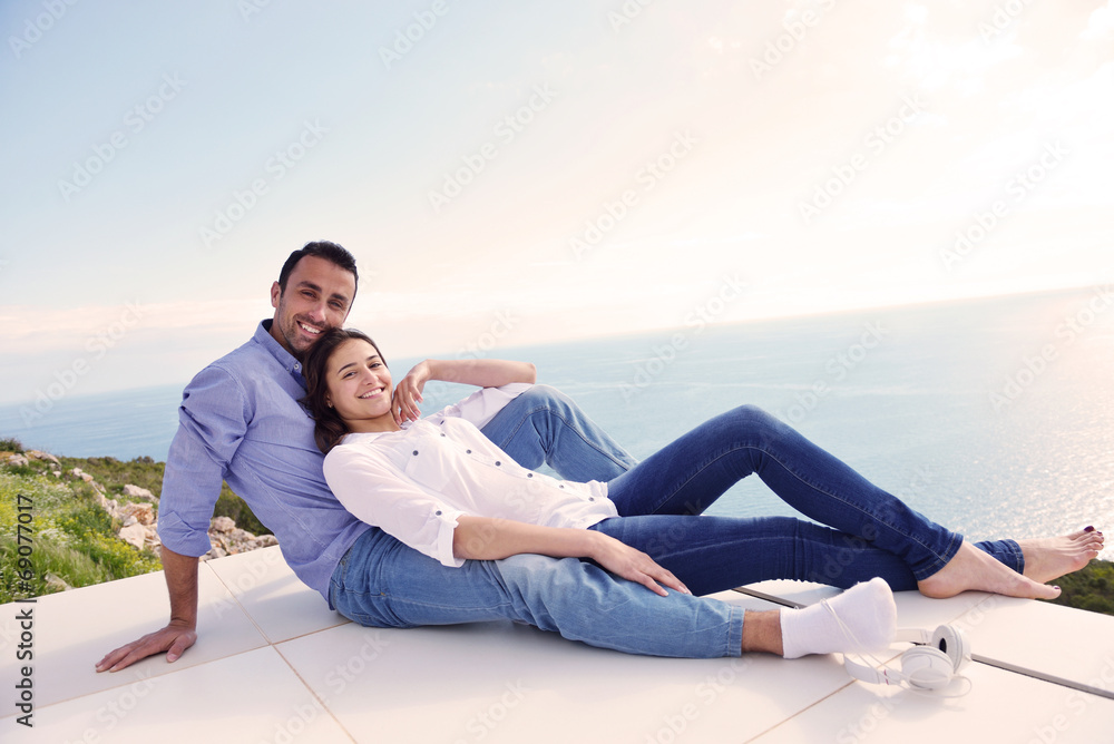 relaxed young couple at home