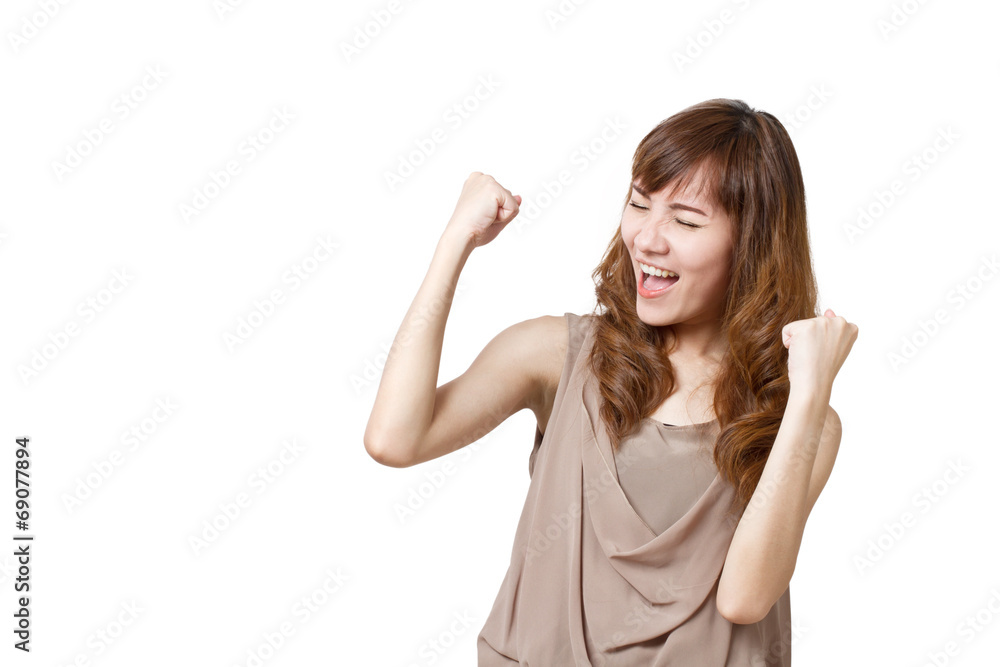 happy, positive, smiling, confident woman, white background happy, positive, smiling, confident woman, white background