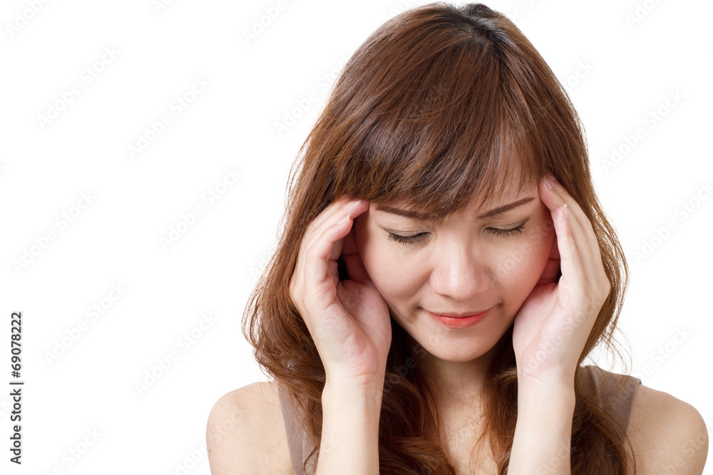sick woman with headache, migraine, stress, negative feeling sick woman with headache, migraine, stress, negative feeling