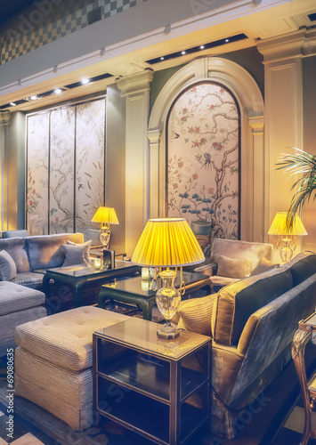 Canvas Print lobby room in classic hotel