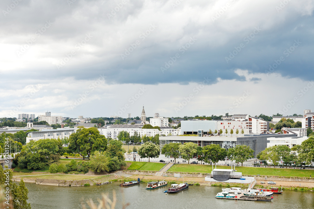 urban port on La Maine river in Angers city