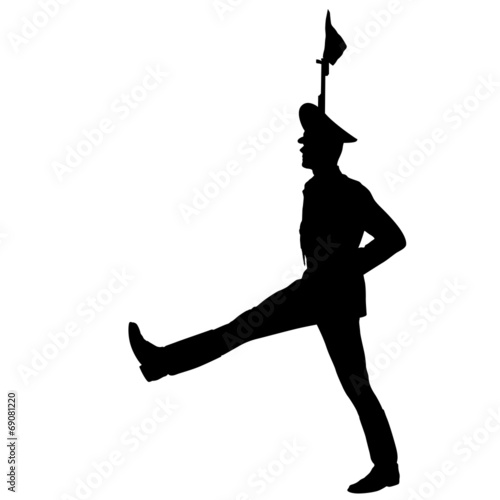 Silhouette soldiers during a military parade. Vector illustratio