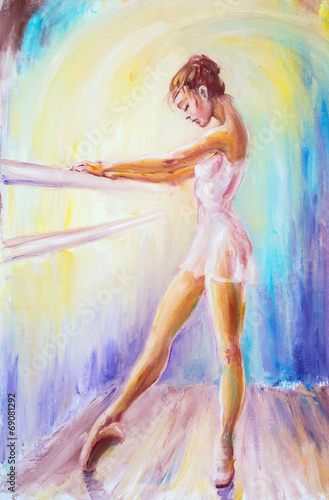 Wallpaper Mural Beautiful young ballerina. Oil painting.