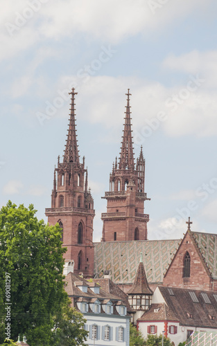 Basel, historische Altstadt, Münster, Türme, Rhein, Schweiz