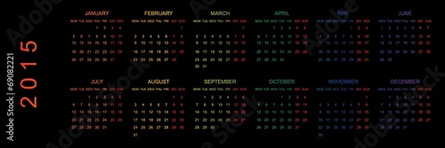 Calendar Illustration for the year of 2015