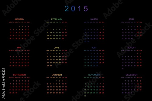 Calendar Illustration for the year of 2015