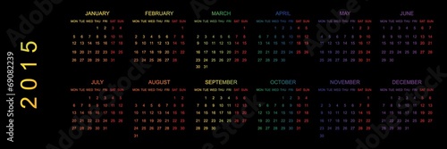 Calendar Illustration for the year of 2015