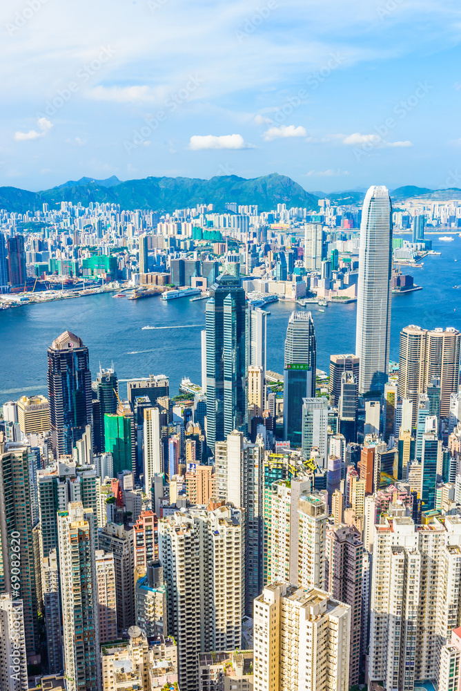 Fototapeta premium HONG KONG -August 8: Scene of the Victoria Harbour on August 8,