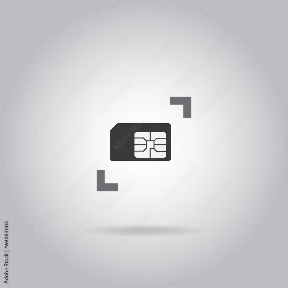 Illustration on grey background with shadow - SIM Card Illustration on grey background with shadow - SIM Card