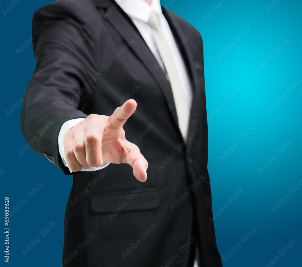 Businessman standing posture show hand isolated Businessman standing posture show hand isolated