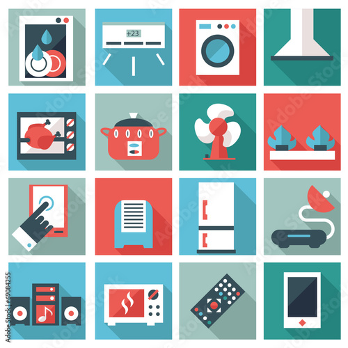 Set of household appliances icons