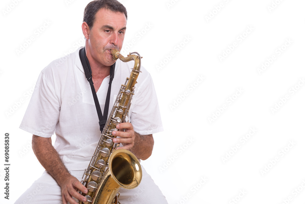 Naklejka premium musician with saxophone