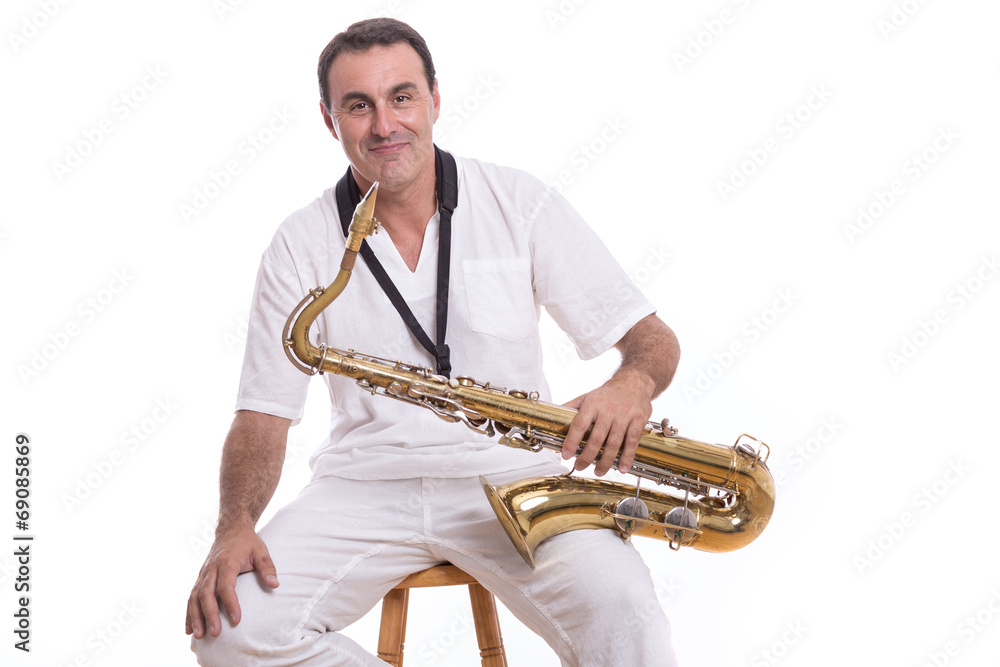 Fototapeta premium musician with saxophone