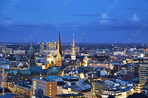 Aerial view on Hamburg from church of Saint Michael © bbsferrari