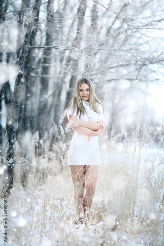 Fototapeta Naklejka Na Ścianę i Meble -  portrait of blonde winter frost