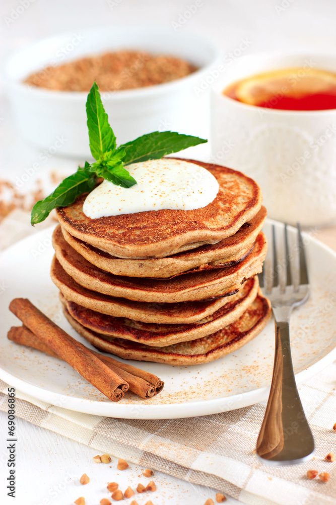 Buckwheat pancakes with banana Buckwheat pancakes with banana