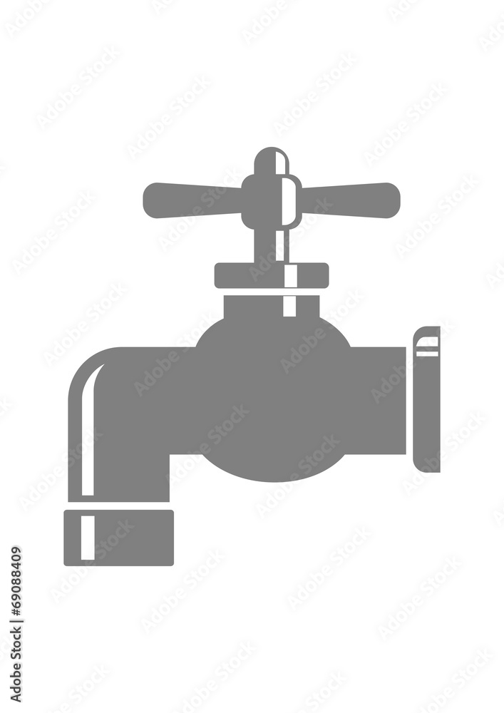 Grey faucet icon on white background Grey faucet icon on white background