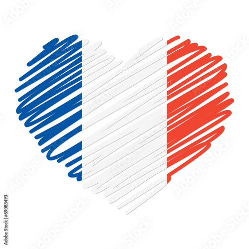 Strichzeichnung Herz - Frankreich