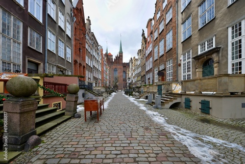 Fototapeta Naklejka Na Ścianę i Meble -  Gdańsk, polska, widok na stare miasto, ulica Mariacka