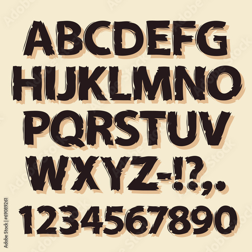 Ink Drawing Retro Alphabet Brown