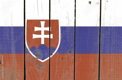 Wallpaper Mural Slovakia flag on wooden background
