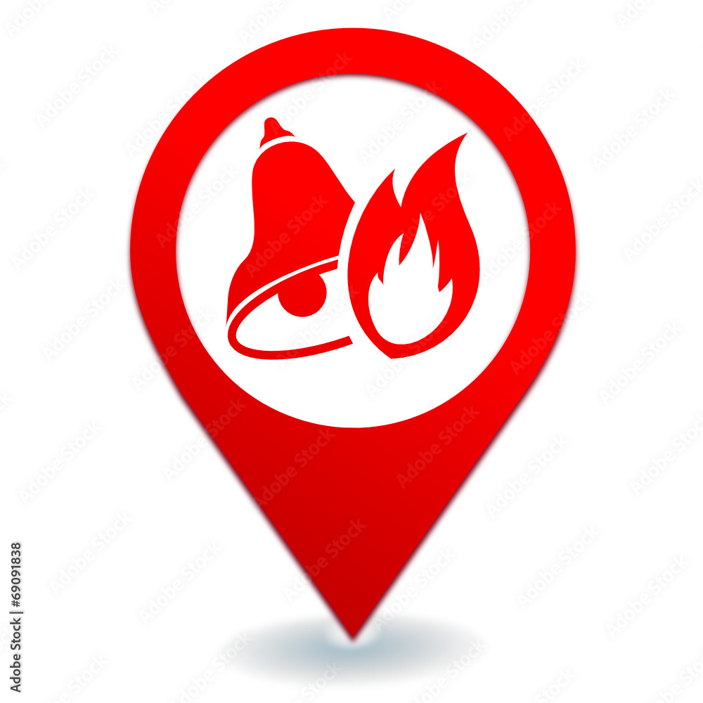 alarme incendie sur symbole localisation rouge Stock Vector