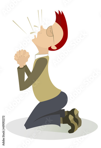 Men is praying in the kneel
