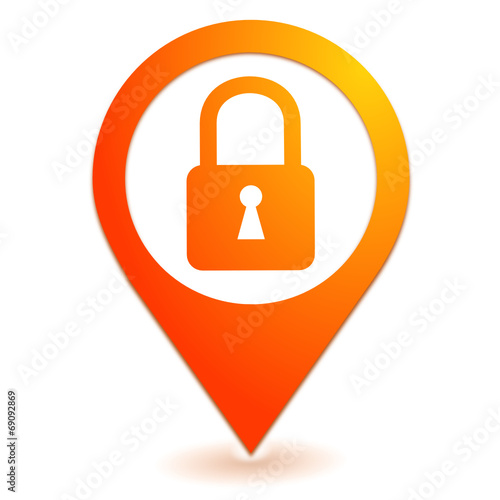sécurité cadenas sur symbole localisation orange