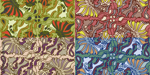 Set of four colorful seamless patterns. EPS-8.