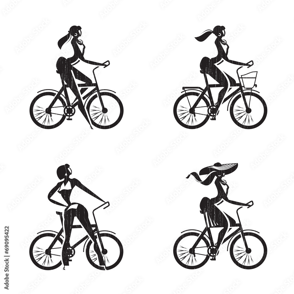 Fototapeta premium Bicycle icons. Vector format