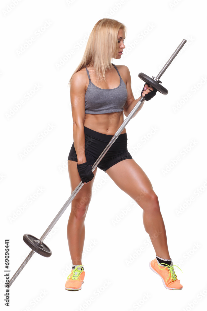 beautiful sports fitness girl with a barbell beautiful sports fitness girl with a barbell