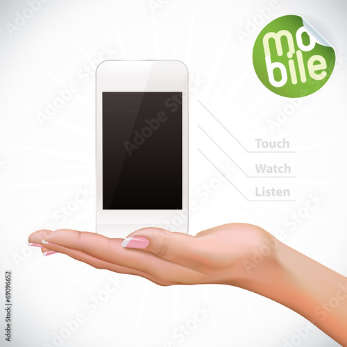 Vector Hand Holding Touchscreen Mobile Phone