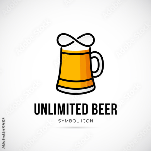 Unlimited Beer Vector Concept Symbol Icon or Logo Template