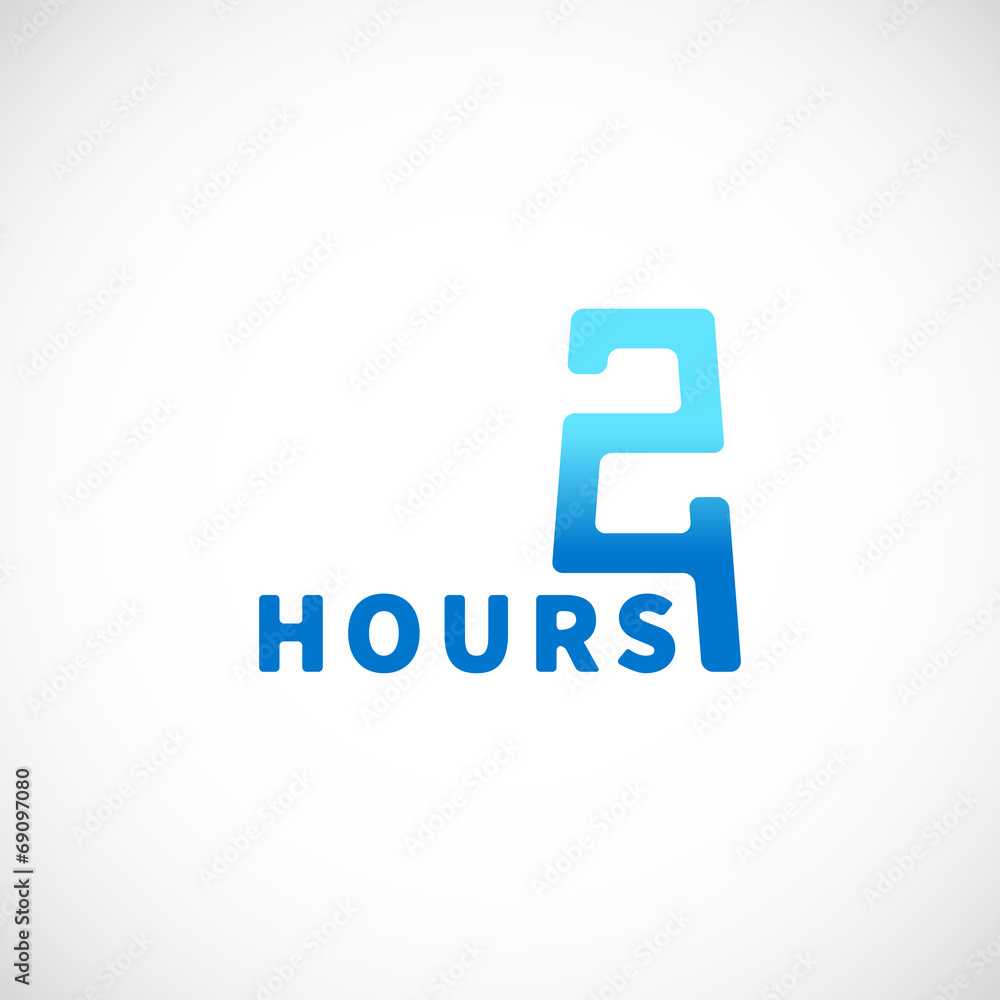 Twenty Four Hours Symbol Icon or Signboard Twenty Four Hours Symbol Icon or Signboard
