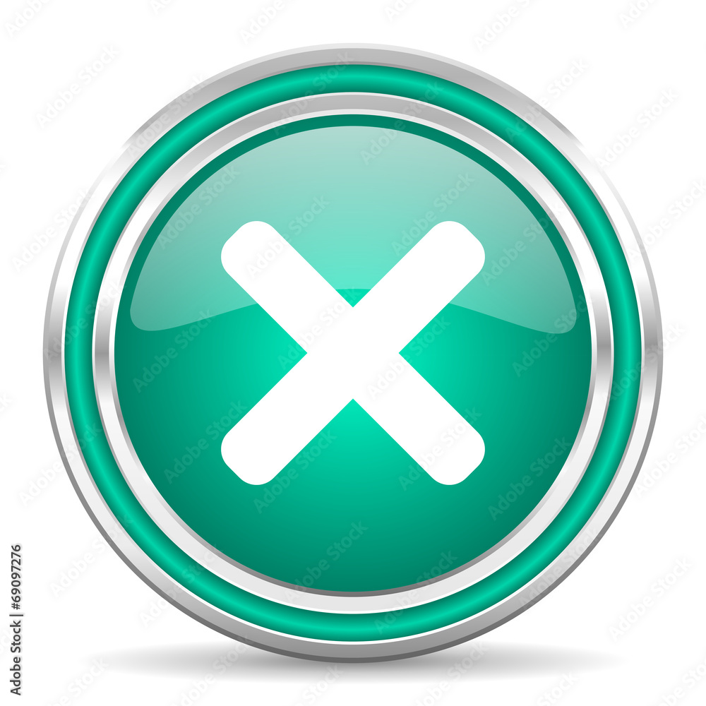 Obraz premium cancel green glossy web icon