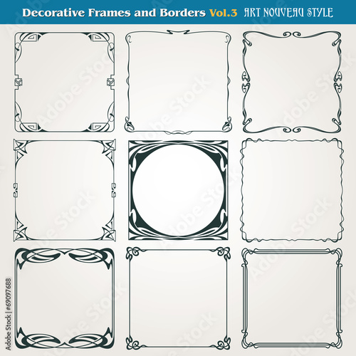 Decorative borders and frames Art Nouveau style vector