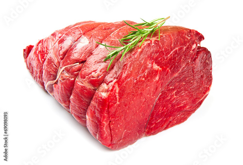 huge red meat chunk isolated over white background